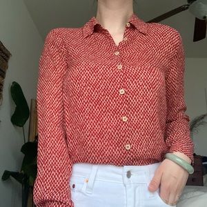 Vintage Red Patterned Button Up